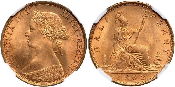 1/2 Пені Велика Британія  Мідь Вікторія (1819 - 1901)