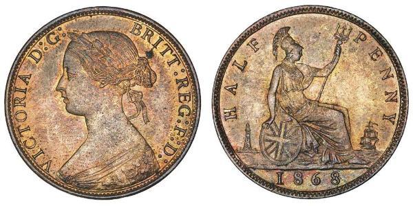 1/2 Пені Велика Британія  Мідь Вікторія (1819 - 1901)