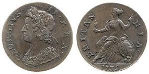 1/2 Пені Королівство Великобританія (1707-1801) Мідь Георг II (1683-1760)