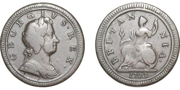 1/2 Пені Королівство Великобританія (1707-1801) Мідь Георг I (1660-1727)