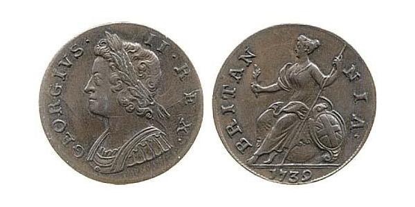 1/2 Пені Королівство Великобританія (1707-1801) Мідь Георг II (1683-1760)