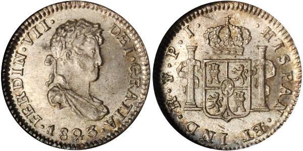 1/2 Реал Боливия Серебро Фердинанд VII король Испании (1784-1833)