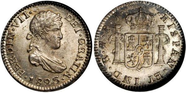 1/2 Реал Боливия Серебро Фердинанд VII король Испании (1784-1833)