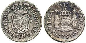 1/2 Реал Новая Испания (1519 - 1821) Серебро Фердинанд VII король Испании (1784-1833)
