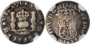 1/2 Реал Новая Испания (1519 - 1821) Серебро Филипп V король Испании (1683-1746)