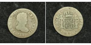 1/2 Реал Нова Іспанія (1519 - 1821) Срібло Фердинанд VII король Іспанії (1784-1833)