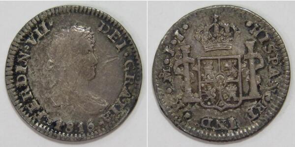 1/2 Реал Нова Іспанія (1519 - 1821) Срібло Фердинанд VII король Іспанії (1784-1833)