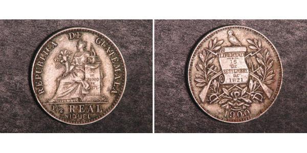 1/2 Реал Республіка Ґватемала (1838 - ) Срібло 