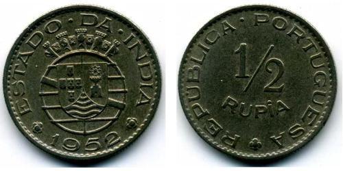 1/2 Рупия Португальская Индия (1510-1961) Никель/Медь 