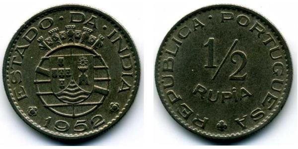 1/2 Рупия Португальская Индия (1510-1961) Никель/Медь 