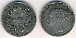 1/2 Рупия Британская Ост-Индская компания (1757-1858) Серебро 