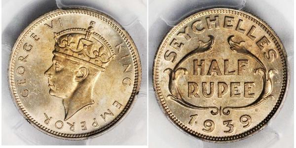 1/2 Рупия Сейшелы Серебро Георг VI (1895-1952)
