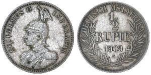 1/2 Рупія Німецька Східна Африка (1885-1919) Срібло 