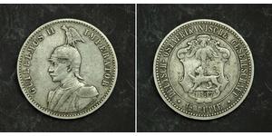 1/2 Рупія Німецька Східна Африка (1885-1919) Срібло 