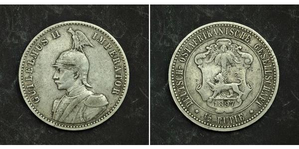 1/2 Рупія Німецька Східна Африка (1885-1919) Срібло 