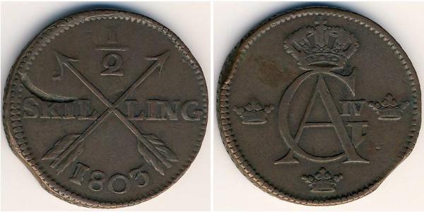 1/2 Скиллинг Sweden Copper 