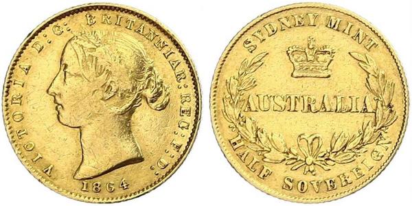 1/2 Соверен Австралія (1788 - 1939) Золото Вікторія (1819 - 1901)