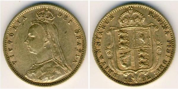 1/2 Соверен Велика Британія  Золото Вікторія (1819 - 1901)