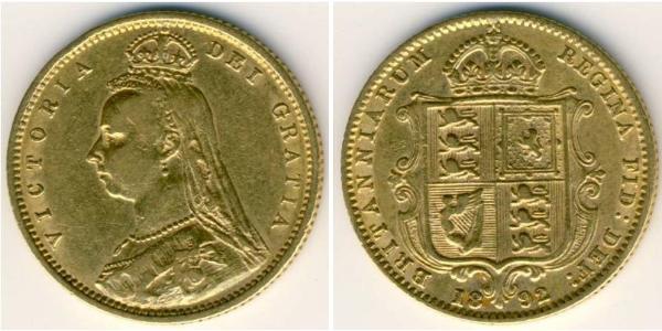1/2 Соверен Велика Британія  Золото Вікторія (1819 - 1901)