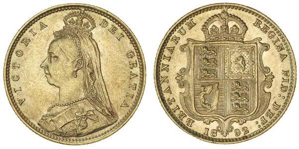1/2 Соверен Великобритания  Золото Виктория (1819 - 1901)