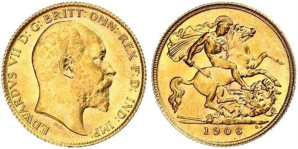 1/2 Соверен Соединённое королевство Великобритании и Ирландии (1801-1922) Золото Эдуард VII (1841-1910)
