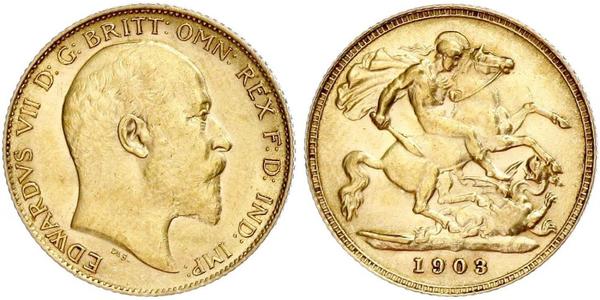 1/2 Соверен Соединённое королевство Великобритании и Ирландии (1801-1922) Золото Эдуард VII (1841-1910)