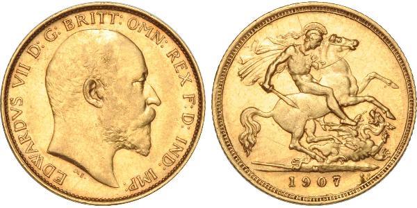1/2 Соверен Соединённое королевство Великобритании и Ирландии (1801-1922) Золото Эдуард VII (1841-1910)