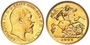 1/2 Соверен Сполучене королівство Великобританії та Ірландії (1801-1922) Золото Едвард VII (1841-1910)
