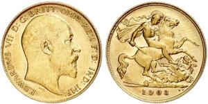 1/2 Соверен Сполучене королівство Великобританії та Ірландії (1801-1922) Золото Едвард VII (1841-1910)