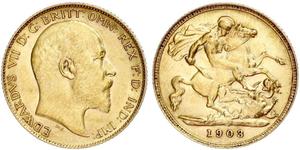 1/2 Соверен Сполучене королівство Великобританії та Ірландії (1801-1922) Золото Едвард VII (1841-1910)