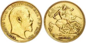 1/2 Соверен Сполучене королівство Великобританії та Ірландії (1801-1922) Золото Едвард VII (1841-1910)