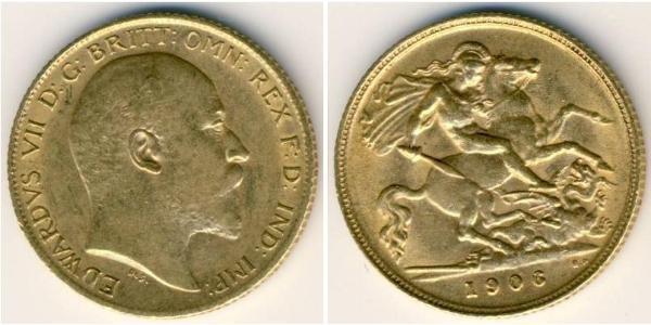 1/2 Соверен Сполучене королівство Великобританії та Ірландії (1801-1922) Золото Едвард VII (1841-1910)