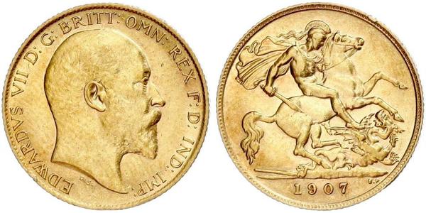 1/2 Соверен Сполучене королівство Великобританії та Ірландії (1801-1922) Золото Едвард VII (1841-1910)