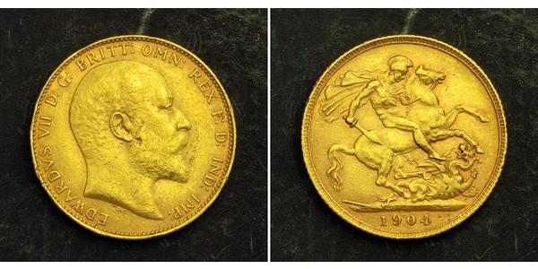 1/2 Соверен Сполучене королівство Великобританії та Ірландії (1801-1922) Золото Едвард VII (1841-1910)