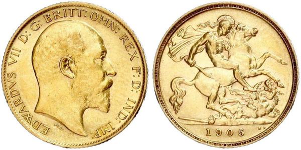 1/2 Соверен Сполучене королівство Великобританії та Ірландії (1801-1922) Золото Едвард VII (1841-1910)