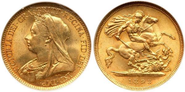 1/2 Соверен Сполучене королівство Великобританії та Ірландії (1801-1922) Золото Вікторія (1819 - 1901)