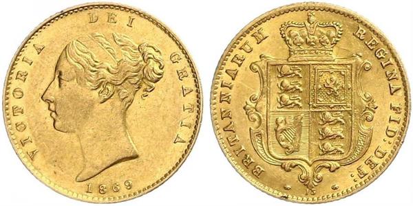 1/2 Соверен Сполучене королівство Великобританії та Ірландії (1801-1922) Золото Вікторія (1819 - 1901)