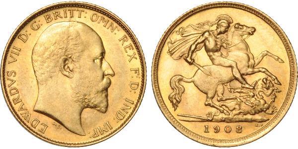1/2 Соверен Сполучене королівство Великобританії та Ірландії (1801-1922) Золото Едвард VII (1841-1910)