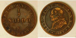 1/2 Сольдо Папська держава (752-1870) Мідь Пій IX (1792- 1878)