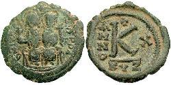 1/2 Фоллис Византийская империя (330-1453) Бронза Юстин II (520-578)