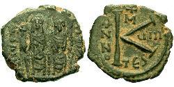 1/2 Фоллис Византийская империя (330-1453) Бронза Юстин II (520-578)