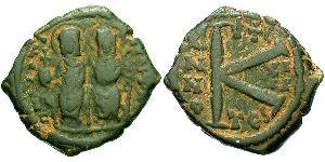 1/2 Фоллис Византийская империя (330-1453) Бронза Юстин II (520-578)