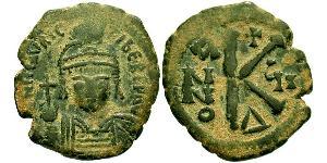 1/2 Фоллис Византийская империя (330-1453) Бронза Маврикий (539-602)