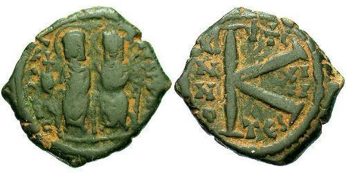 1/2 Фоллис Византийская империя (330-1453) Бронза Юстин II (520-578)