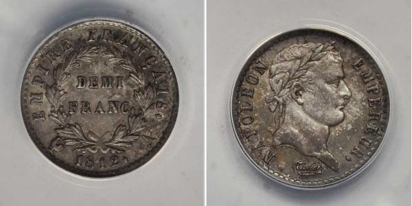 1/2 Франк Первая Французская империя (1804-1814) Серебро Наполеон I(1769 - 1821)