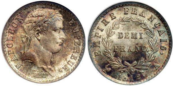 1/2 Франк Перша Французька імперія (1804-1814) Срібло Наполеон I Бонапарт(1769 - 1821)