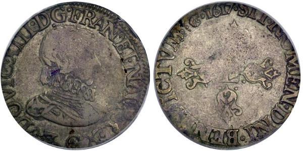 1/2 Франк Франкське королівство (843-1791) Срібло Людовик XIII , король Франції (1601 - 1643)