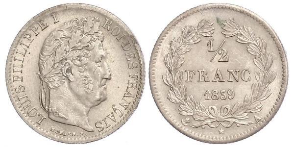 1/2 Франк Франція Срібло Луі-Філіп I (1773 -1850)