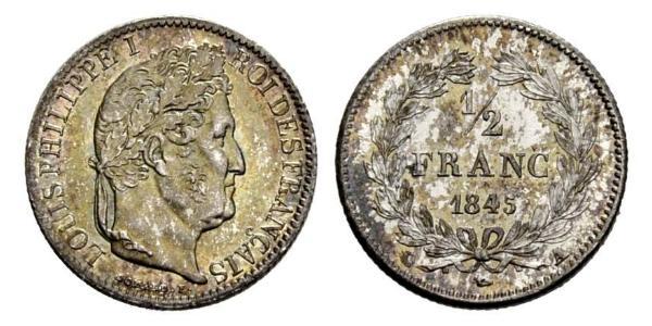 1/2 Франк Франція Срібло Луі-Філіп I (1773 -1850)