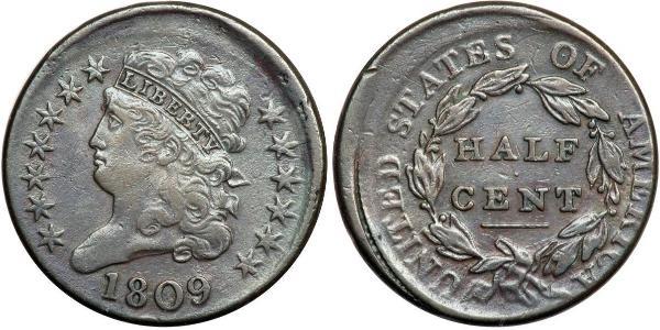 1/2 Цент США (1776 - ) Медь 